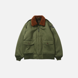 Y2K Luxus-Bomberjacke im Vintage-Stil mit Pelzkragen