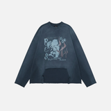 Vintage Patchwork Distressed Ripped Crewneck Sweatshirt