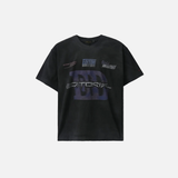 T-shirt streetwear vintage à col rond imprimé lettres