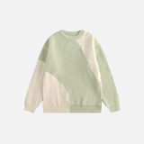 Pull en maille décontracté à col rond et couleur contrastée