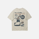 和風漢字グラフィックプリント半袖Tシャツ
