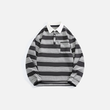 Polo-Langarmshirt mit kontrastierenden Patchwork-Streifen
