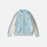 Women Cozy Patchwork Jersay Varsity Cardigan