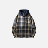 Streetwear Kariertes Kapuzenhemd mit langen Ärmeln