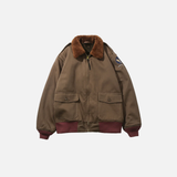 Y2K Luxus-Bomberjacke im Vintage-Stil mit Pelzkragen