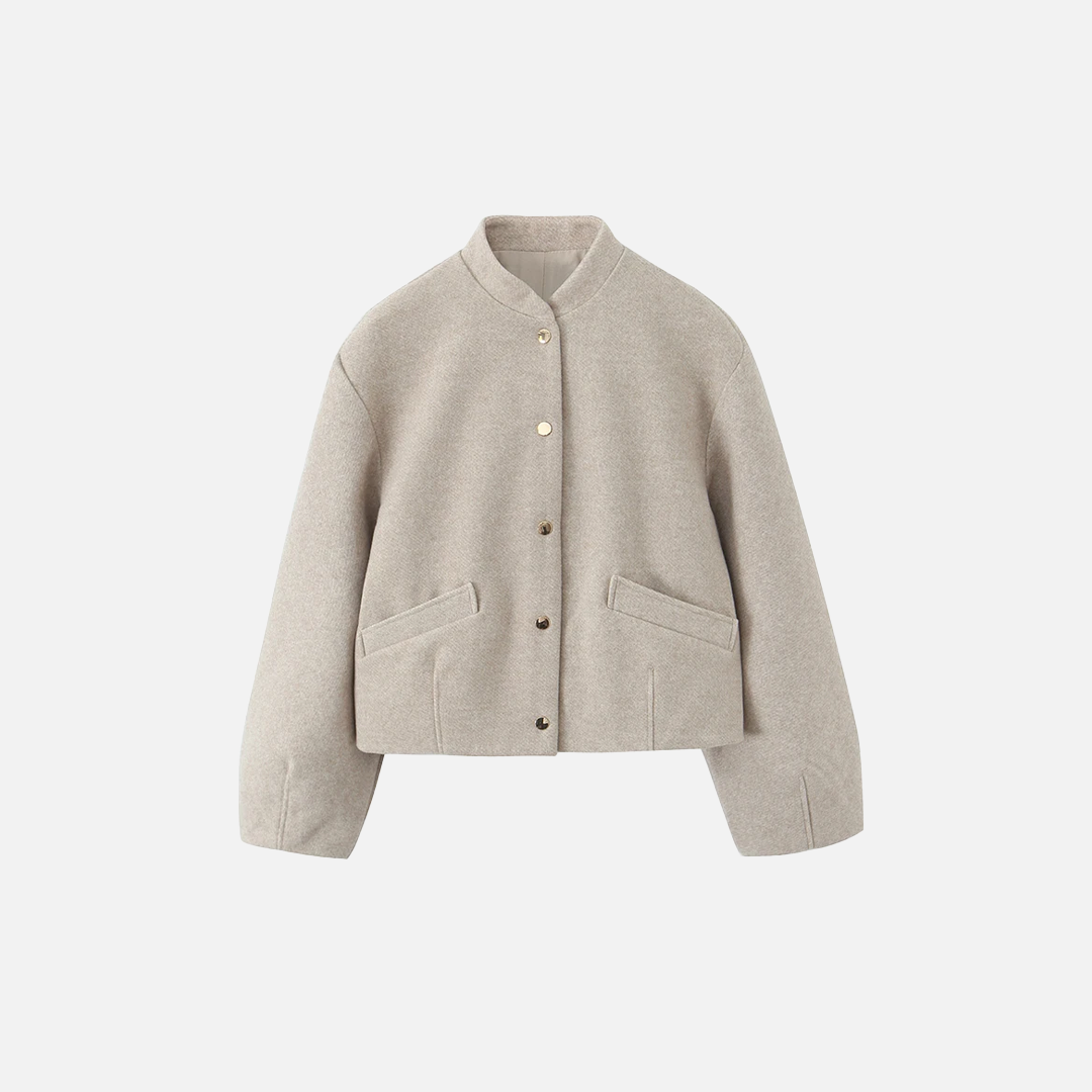 Vintage Solid Color O-Neck Collar Jacket