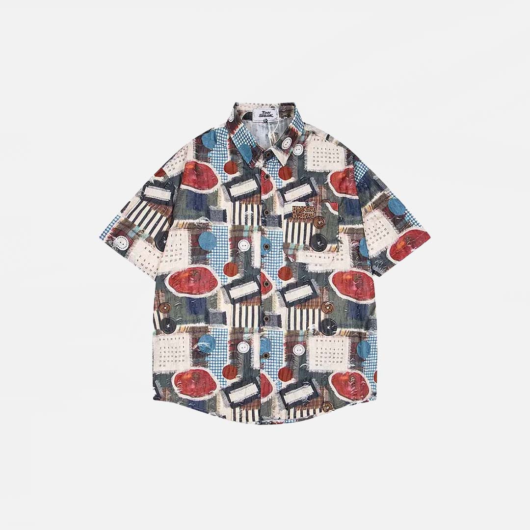 Chemise à manches courtes à patchwork graphique