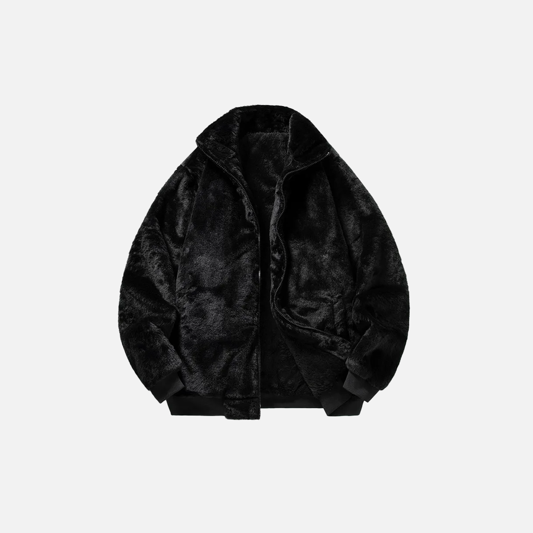 Warme, winddichte, fleecegefütterte Kunstpelzjacke