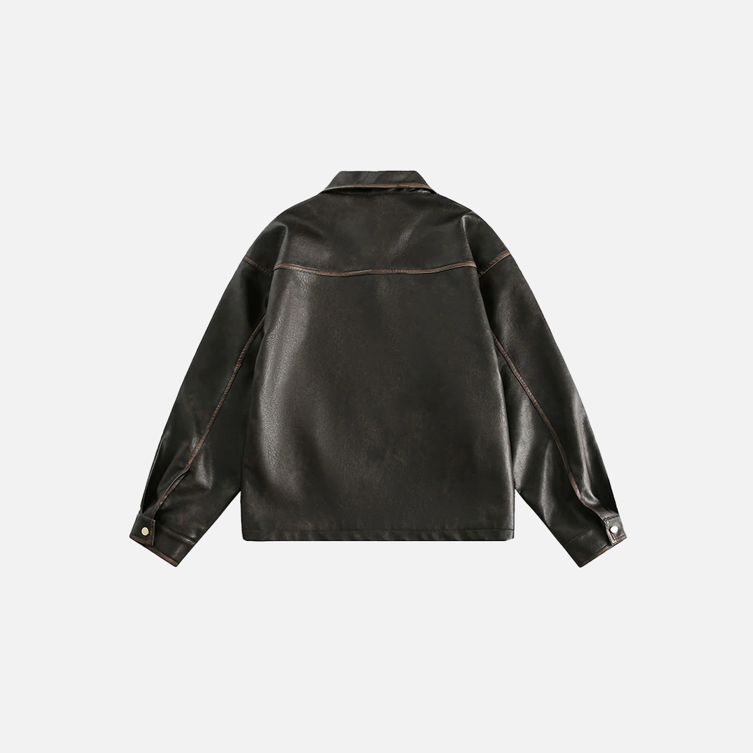 Attraktive Lederjacke im Used-Look mit Patchwork-Details