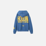 Blue Letter Print Loose Fit Hoodie