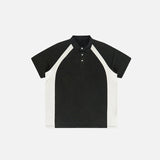 Y2k Washed Contrast Color Polo T-shirt