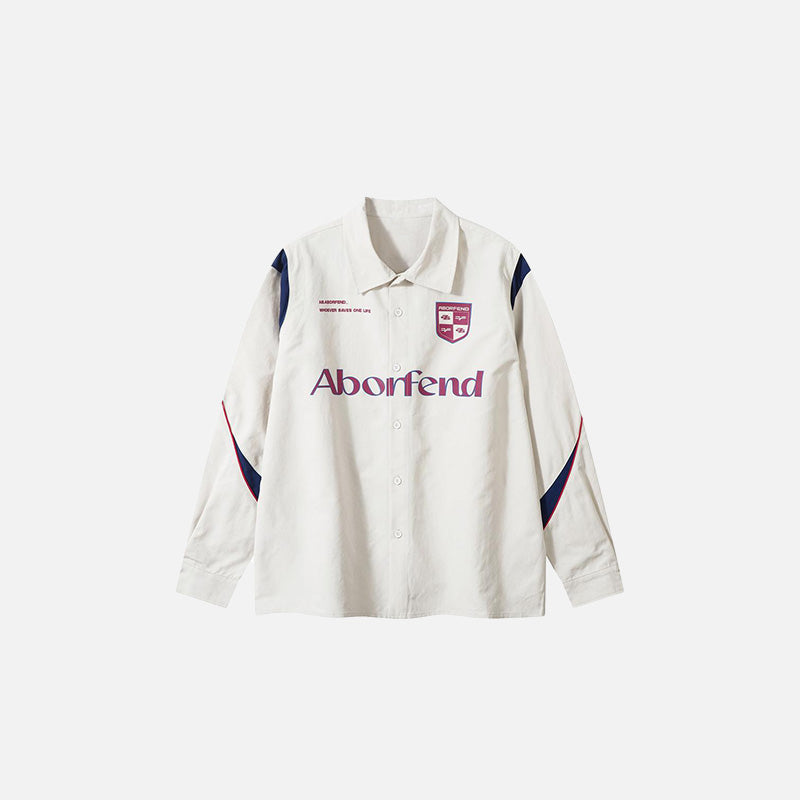 グラフィックパッチワークボタンアップTシャツ