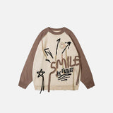 "Smile" Letter Print Loose Knitted Sweater