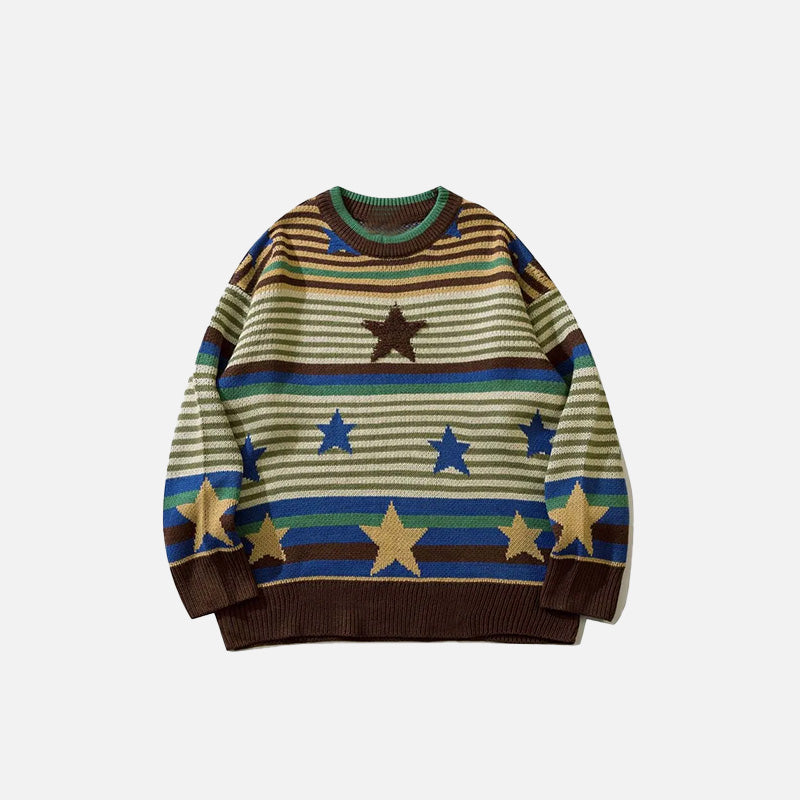 Vintage-Strickpullover mit Streifen und Sternen