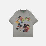 Vintage Kurzarm-T-Shirt mit Farbverlauf