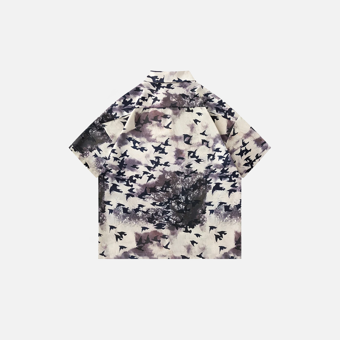 Colorful Hawaiian Bird Graphic Beach Shirt