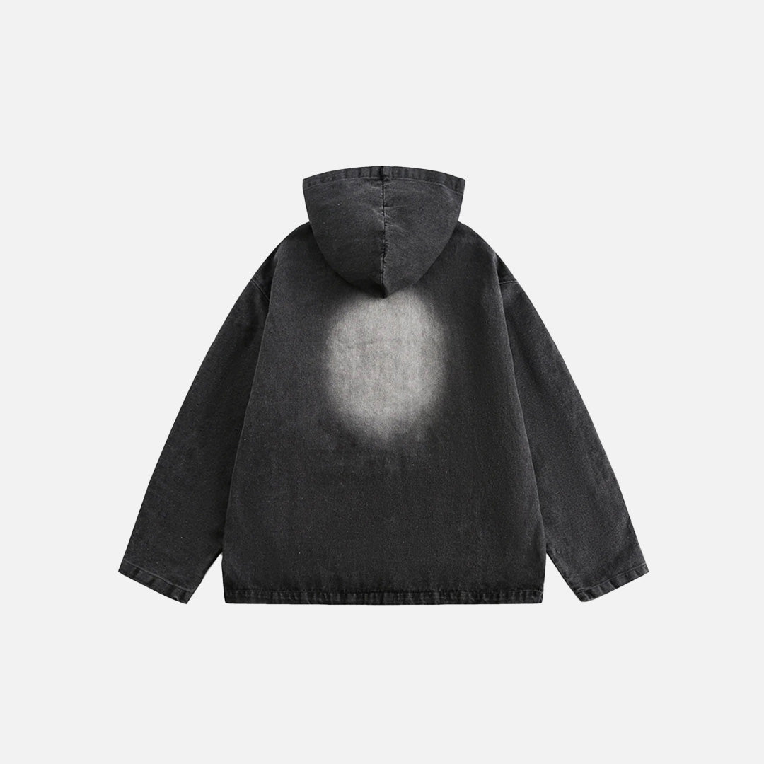 Embroidered Number Hooded Jacket