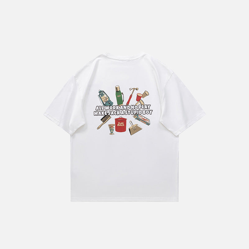 Lockeres Kurzarm-T-Shirt mit Motivaufdruck