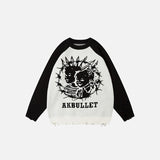 Color Contrast Ripped Sweater