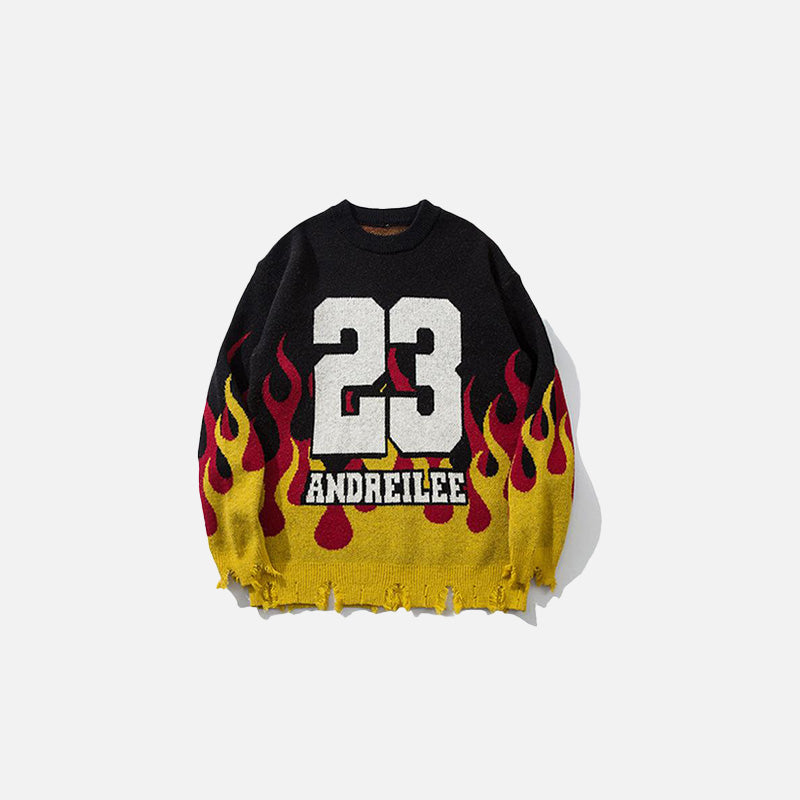 Y2K Distressed Flame Sweater