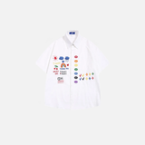 Chemise à manches courtes brodée arc-en-ciel éclatant