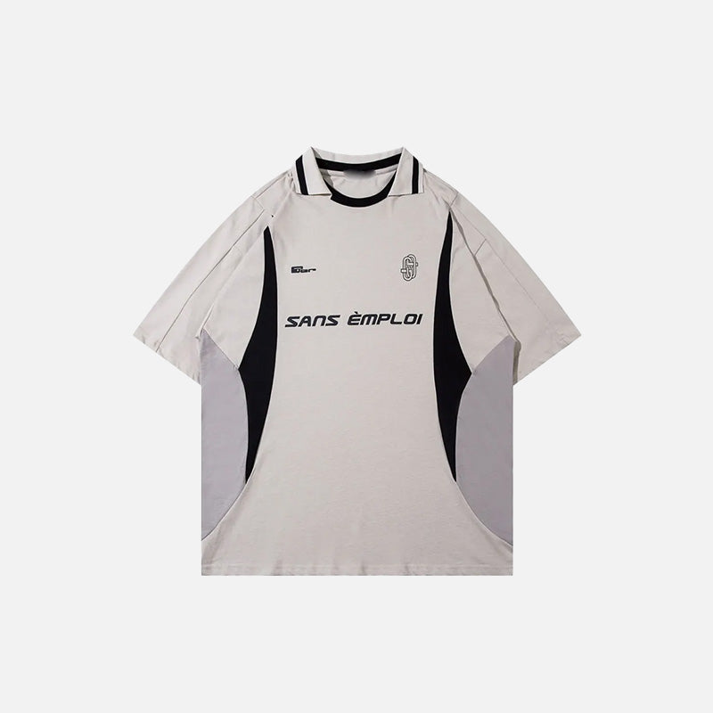 Vintage Sports Patchwork Polo T-Shirt