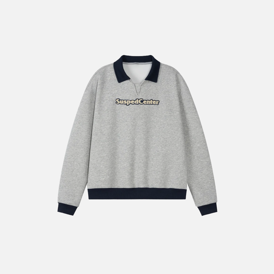 Y2K Loose Letter Embroidery Turn-Down Collar Sweatshirt