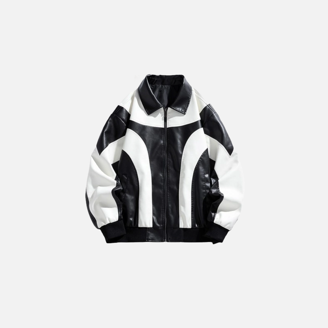 Bikerjacke aus Leder mit Kontrastfarben