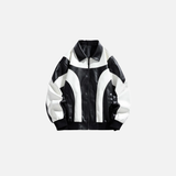 Veste de motard en cuir à couleurs contrastées