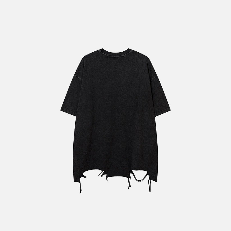 Y2k Chain Ripped Washed T-shirt