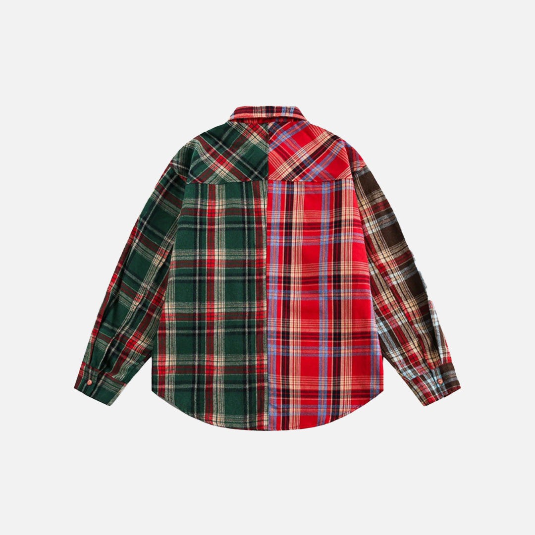 Chemise boutonnée à carreaux patchwork