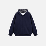Stylish American Vibe Loose Zip-Up Hooded Sweatshirt