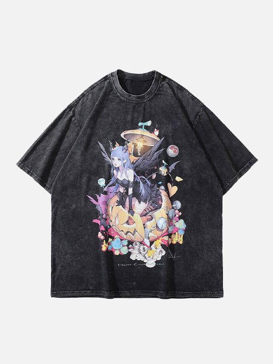 Anime Girl Halloween Graphic T-shirt