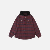 Plaid Front Pockets Hooded Jacket