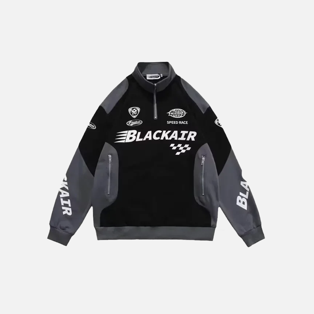 Racing Style Patchwork Half Zipper Sweatshirt