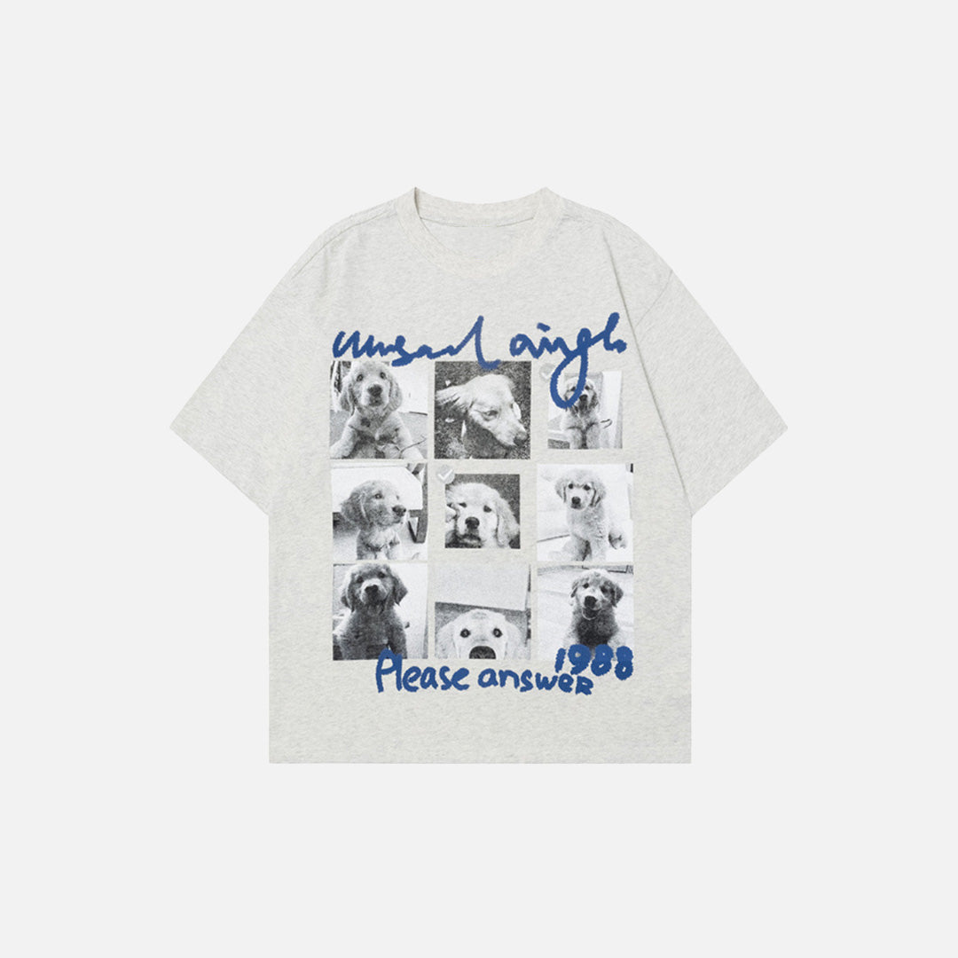 Trendy Dog Print Loose Short T-Shirt