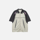 Splicing Color Zip-up Shirt