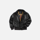 Vintage Lederjacke mit abnehmbarem Pelzbesatz
