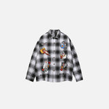 Chemise à carreaux chat joueur