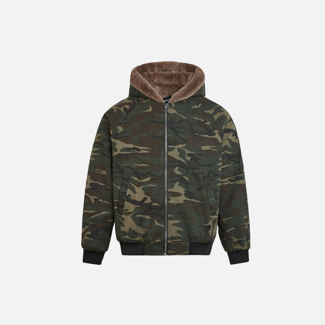 Sherpa-Lined Zip-Up Jacket