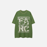 Locker gewaschenes T-Shirt mit Rosenmuster