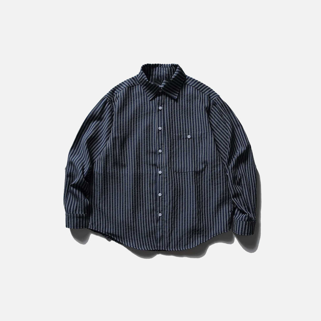 Chemise décontractée à rayures en seersucker à manches longues