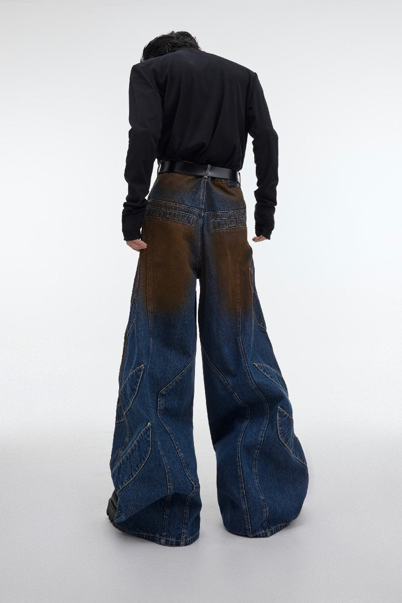 Rostfarbener bestickter Denim 