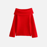 Schulterfreier Grobstrickpullover
