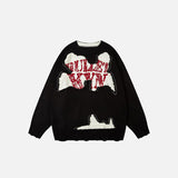 Aufgeribbelter, lockerer Pullover mit Buchstabenmuster
