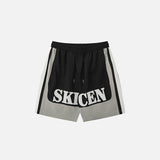 Contrast Color Drawstring Sports Shorts