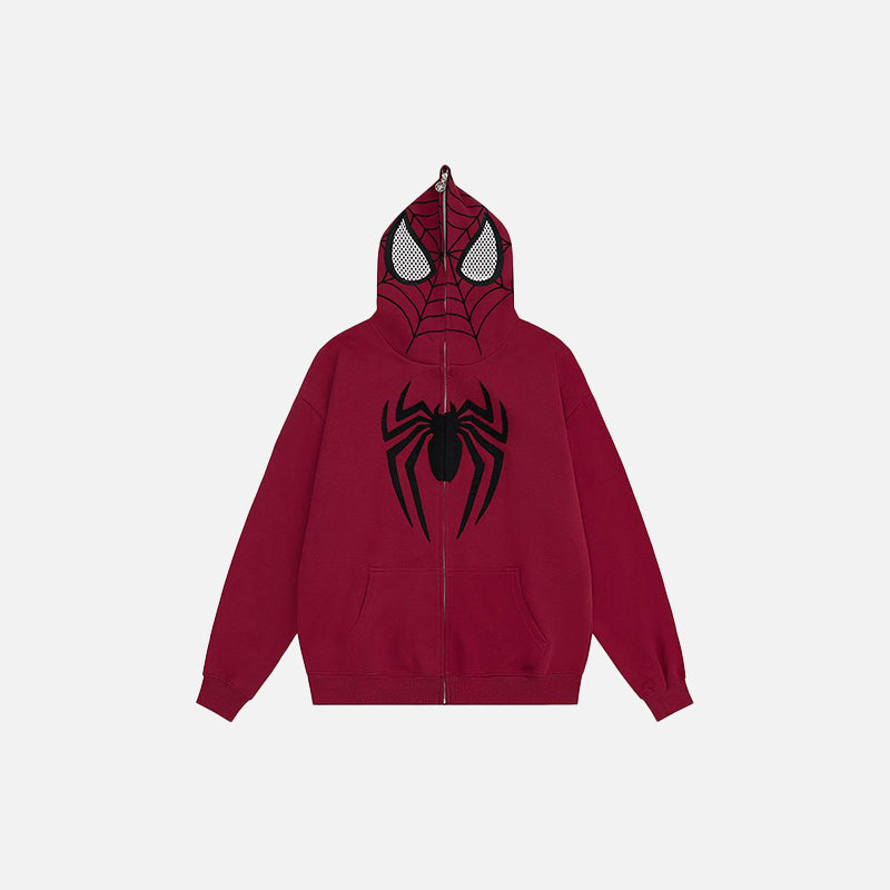 Y2Kジップアップスパイダーマスクパーカー