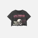 Skull Loose Damen-Crop-Top