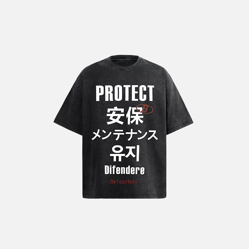 Lockeres T-Shirt mit chinesischem Aufdruck