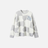Y2K-Strickpullover mit abstraktem Gittermuster